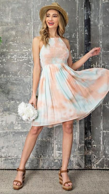 Jayla Halter Dress - Peach