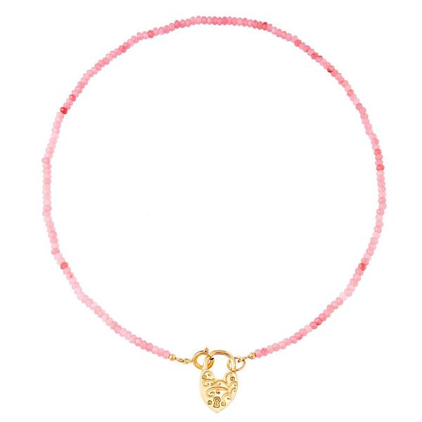 Pink bead ketting