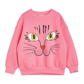 Mini Rodini Cat Face Kids Sweatshirt | pink
