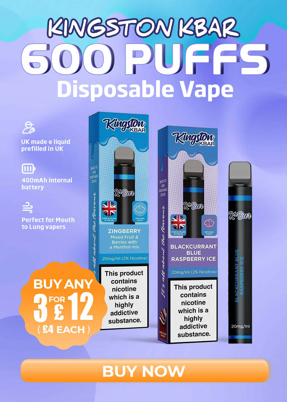  ZINGBERRY DRGNS LT BV BLACKCURRANT BLUE RASPBERRY ICE 20mgmi 2% Nicotine N s 20mgml 2% Nicotine This product contains BUY ANY P el i Ll S e nicotine This product FOR 1 2 whichis a contains highly nicotine addictive which is a substance. highly addictive substance. 4 EACH 