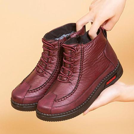 Winter new fleece thickened warm soft bottom cotton boots