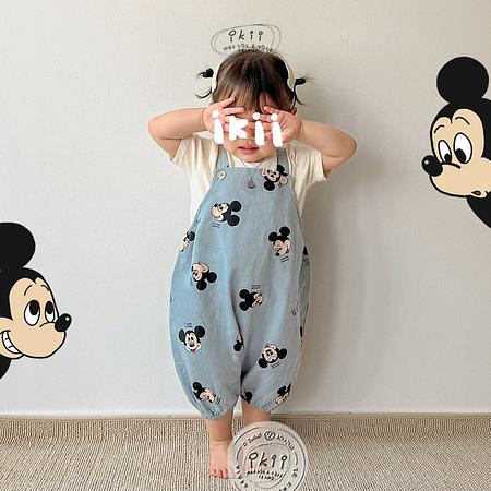 Toddler Mickey Mouse Print Overalls (1-4y) - Blue