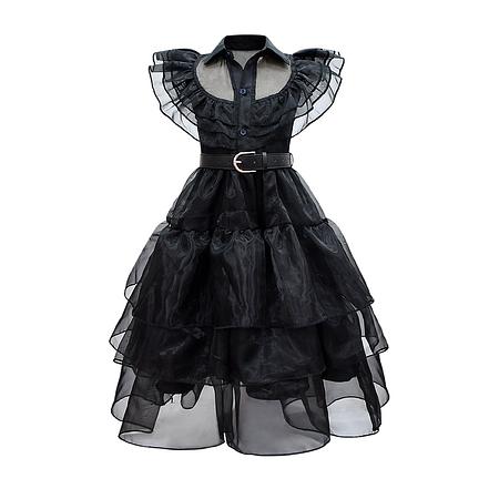 Wednesday Addams Cosplay Dress Kids Girls Costumes Black Gothic Dresses Children Halloween Party Clothes