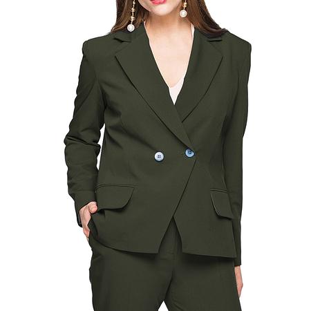 Fashion Slim Fit Flat Notch Lapel 2 Pieces Women Suit