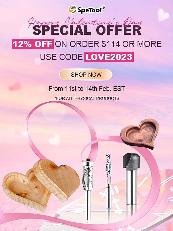 SpeTool Router Bits Valentine&#39;s Day Sale