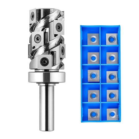 SpeTool Ranger Series W07037 &amp; O01001 Carbide Insert Flush Trim with Top Bearing 32mm Dia x 1/2&quot; Shank Template Router Bit with 10PCS Replaceable Carbide Inserts
