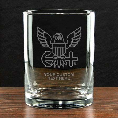 US Navy &#39;Build Your Glass&#39; Personalized 14 oz. Double Old Fashioned Glass
