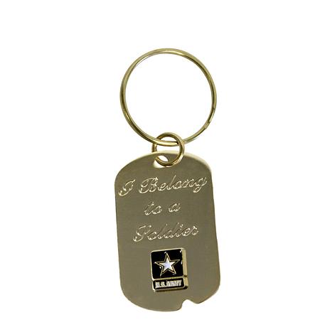 Army &#39;I Belong To A Soldier&#39; Crest Craft Dog Tag Keychain