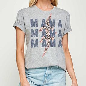 3 MAMA Graphic Top - Heather Gray