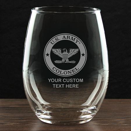 US Army &#39;Pick Your Design&#39; Personalized 21 oz. Stemless Wine Glass