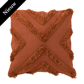 Kussen - 45x45 - Etnisch - Textiel - Terracotta - J-line