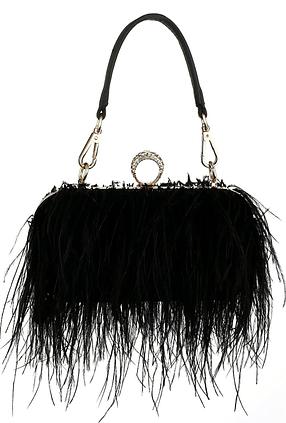 Ostrich Feather Evening Clutch Bag