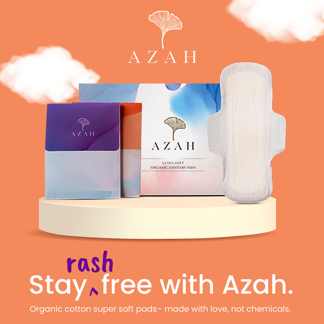 Azah Rash-Free Sanitary Pads For Women, Organic Cotton Pads, All Regular  : Box Of 15 Pads - With Disposable Bags