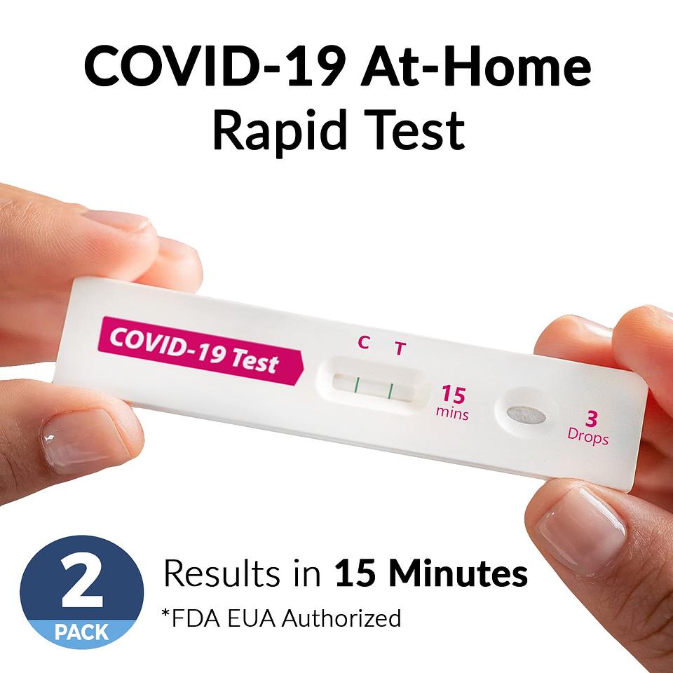 COVID-19 At-Home Rapid Self Test, Results in 15 Minutes (FDA EUA Authorized), Non-invasive Nasal Swab, Easy to Use &amp; No Discomfort (2-PACK)