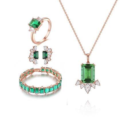 Emerald Cubic Zirconia Diamond The Earth Jewelry Set collection Designed by Tanin