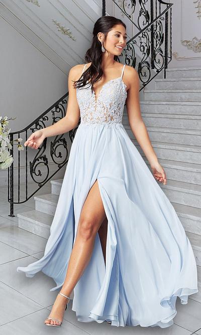PromGirl Long Formal Prom Dress with Embroidery