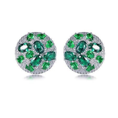 Halo Emerald Green Stud Earrings