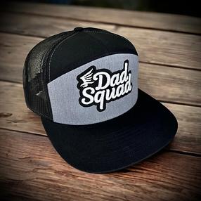 Dad Squad 7 Panel Flat Bill Trucker Hat - Grey