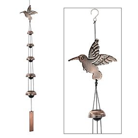 Feng Shui Wind Chimes-Temple Copper Wind Chimes,5 Red Cooper Hummingbird, 41 Inch