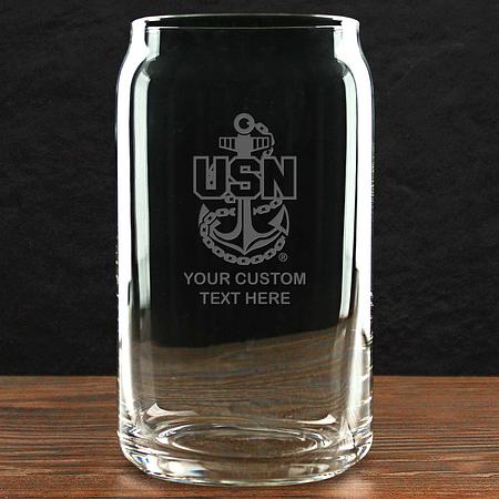 US Navy &#39;Build Your Glass&#39; Personalized 16 oz Beer Can Glass