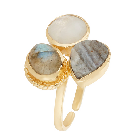 Moonstone - Bague ajustable &#39;Looa&#39; Multipierres