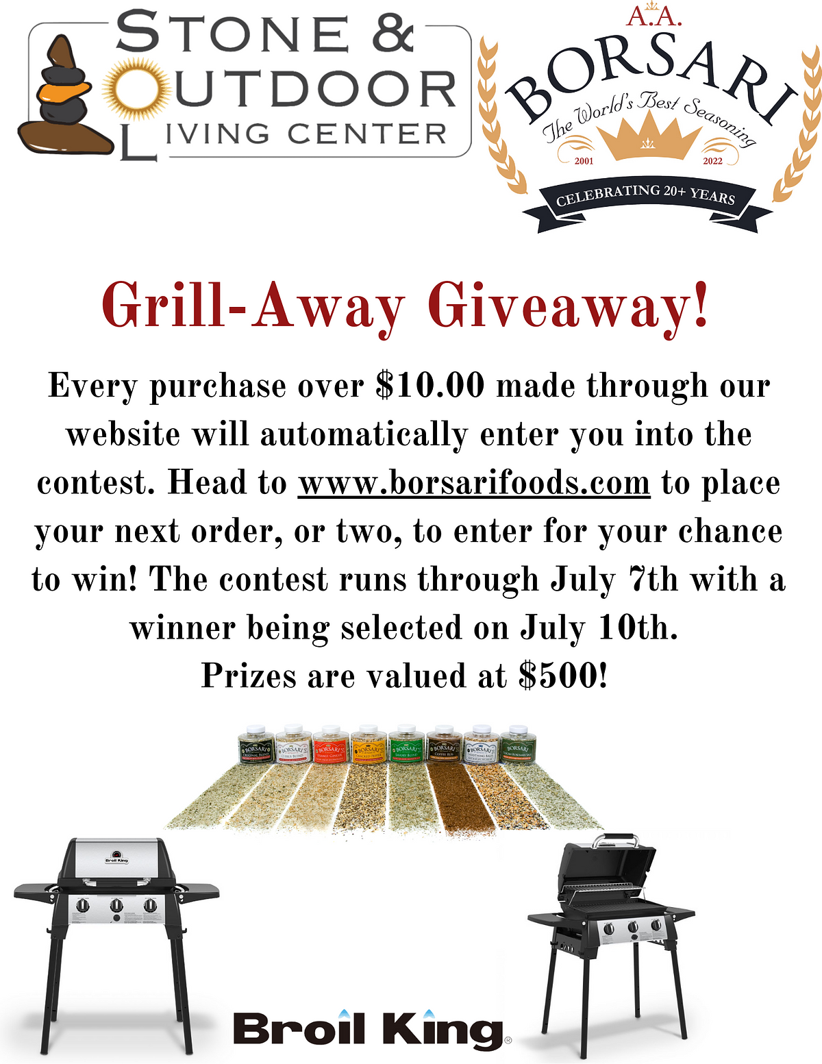 Reminder Borsari Summer Grill Away Contest is still happening