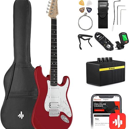 Donner DST-100 Solid Body S-S-H Pickups Electric Guitar Kit with Amplifier