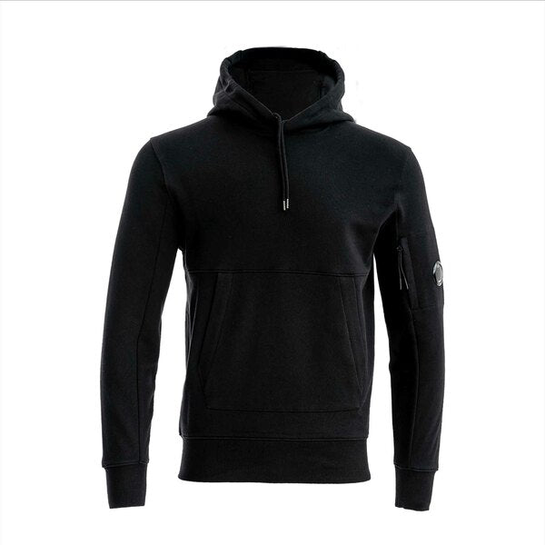 CP Company Diagonal Raised Fleece Hoodie in Black