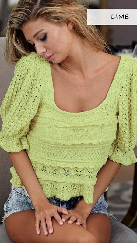Ally Crochet Top - Lime