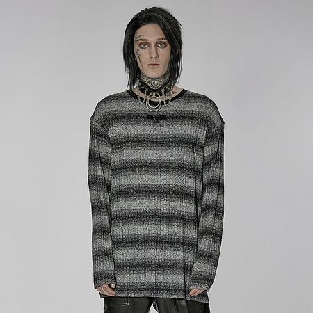 Men&#39;s Punk Double Color Striped Sweater