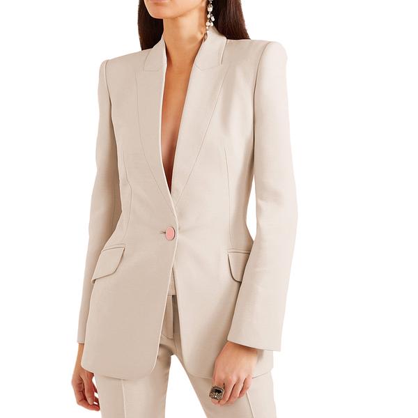 2 Pieces Single Buttons Notch Lapel Women Suit (Blazer+Pants)
