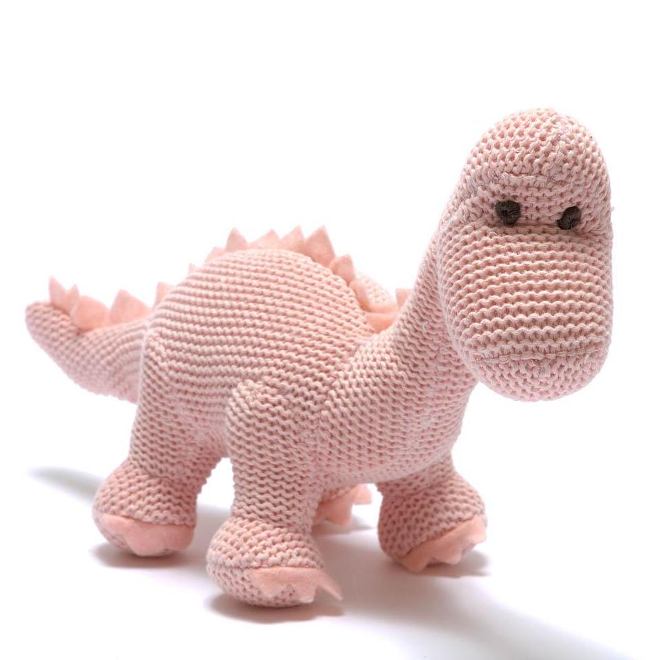 Knitted Organic Cotton Diplodocus Dinosaur Baby Rattle