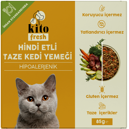 Kito Fresh Hindi Etli Kedi Yemei 85 gr