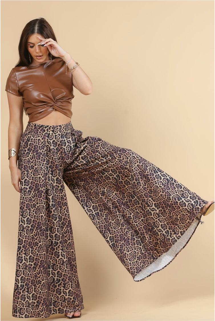Amy Leopard Palazzo Trousers
