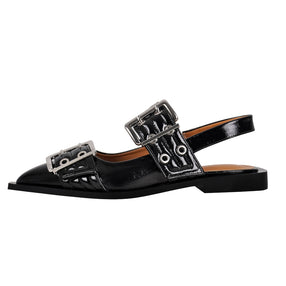 Snip Toe Buckle Slingback Flats