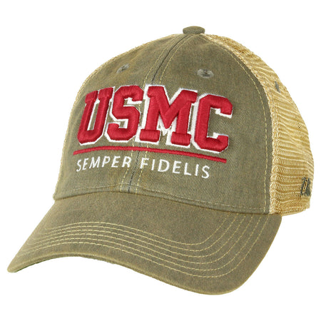 USMC &#39;Semper Fidelis&#39; Vintage Trucker Hat - Grey