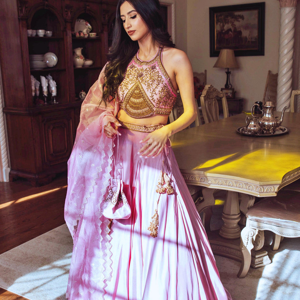 KIYA PINK SOFT SILK LEHENGA