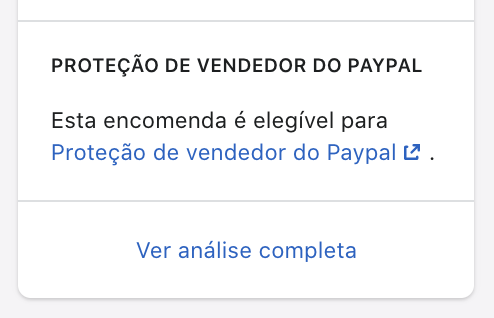 Cartão de proteção de vendedor do PayPal