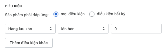 Cài đặt điều kiện bộ sưu tập