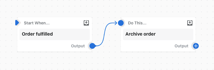 Example of a workflow that archives an order when it is fulfilled