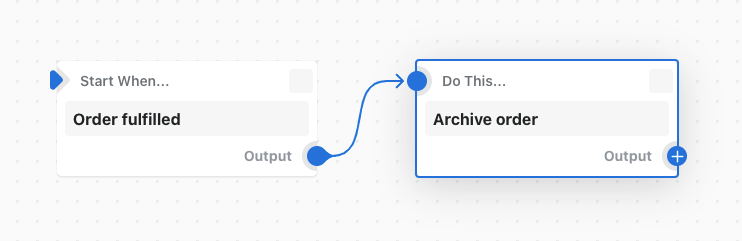 Voorbeeld van een workflow die een bestelling archiveert wanneer deze is voltooid