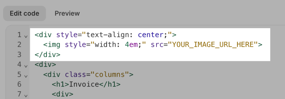 Example HTML code