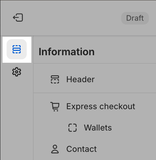 Sections section in the checkout editor