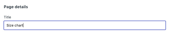 Shopify Size Chart