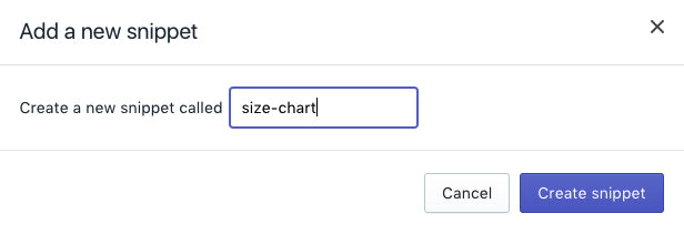 Shopify Size Chart