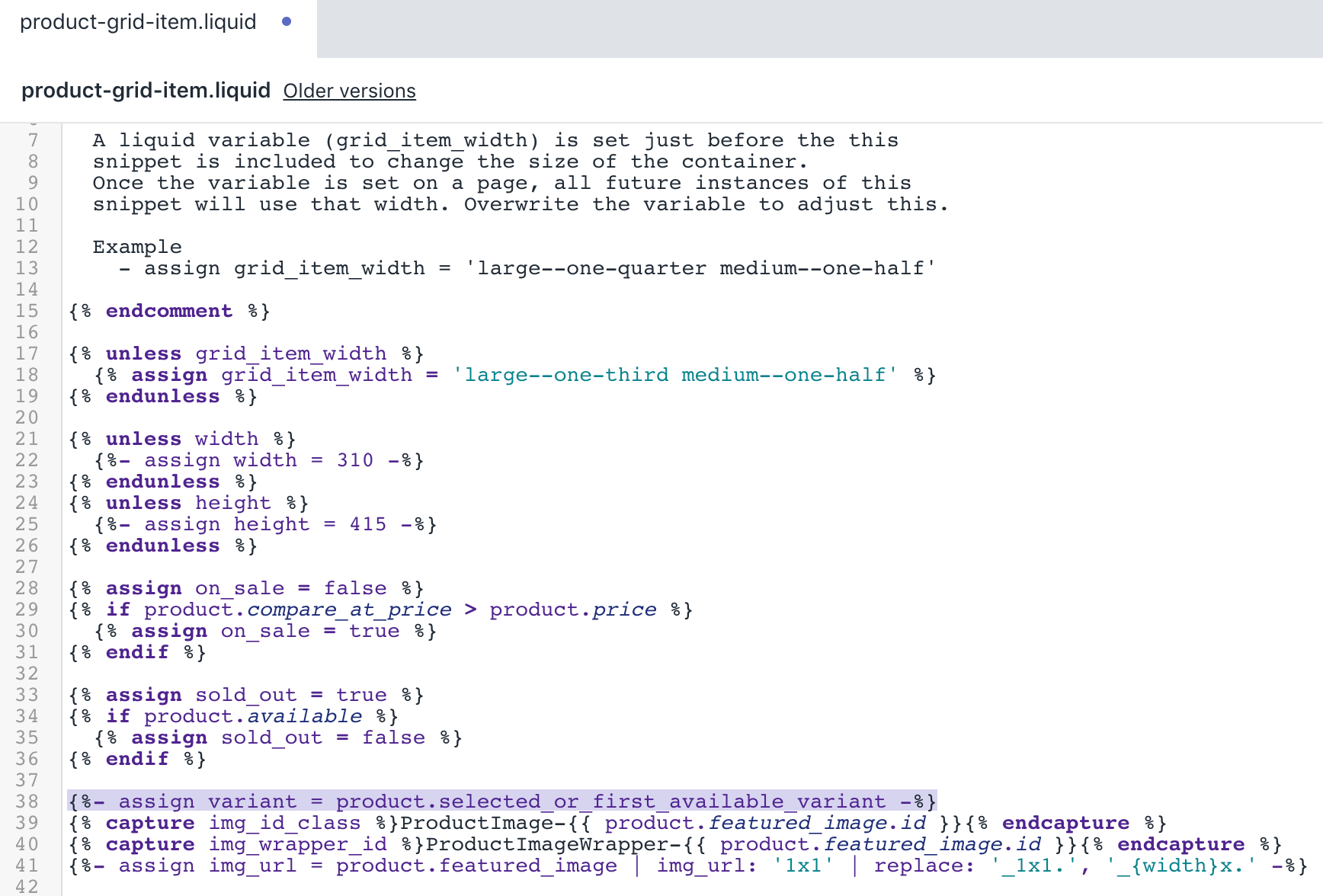 Die aktualisierte Version der Datei product-grid-template.liquid