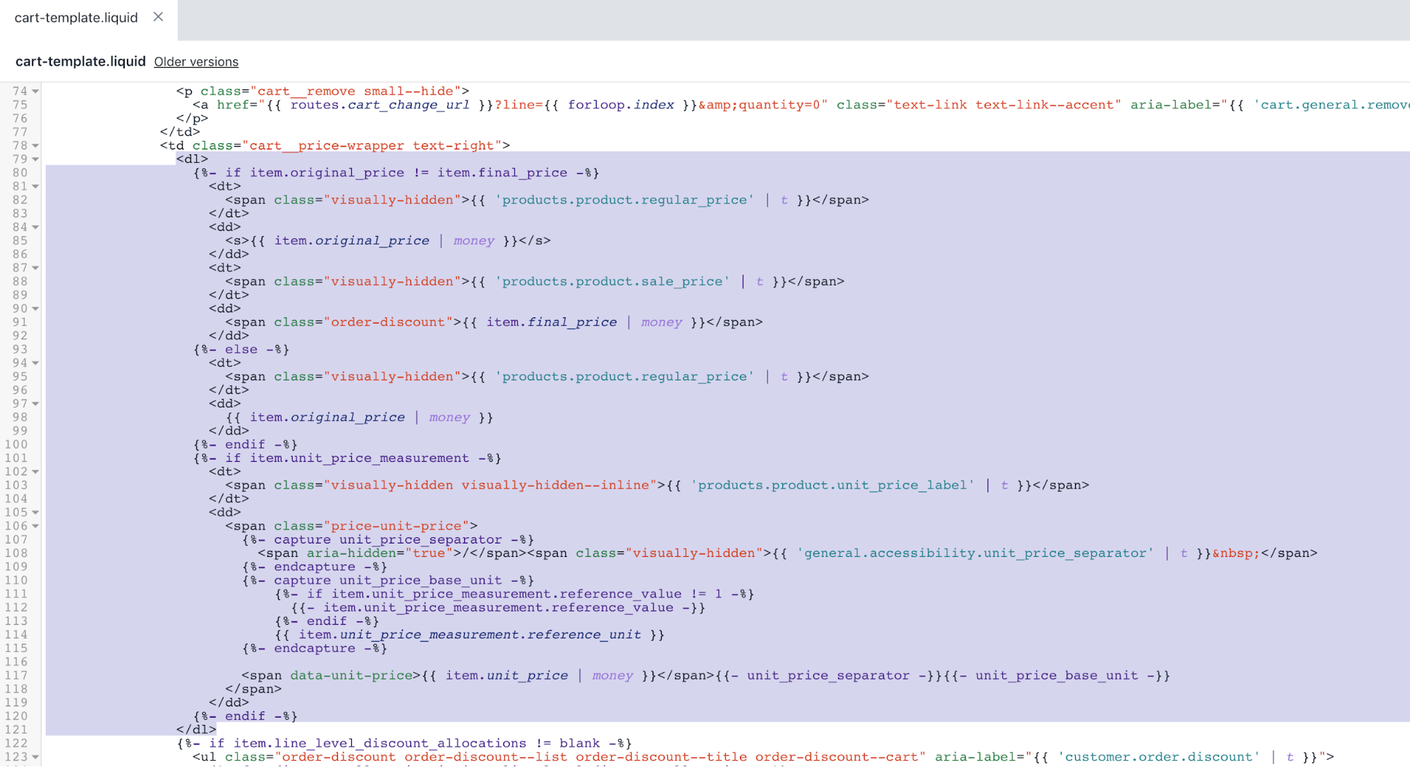 cart-template.liquid dosyasının güncelleştirilmiş sürümü