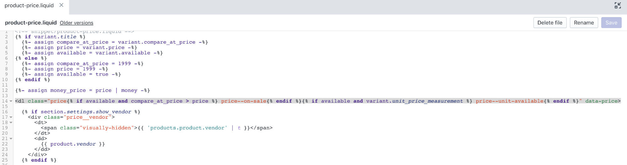 product-price.liquidファイルの更新バージョン
