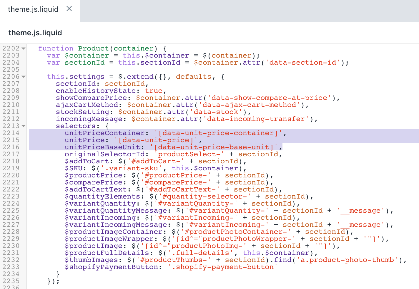 Die aktualisierte Version der Datei theme.js.liquid