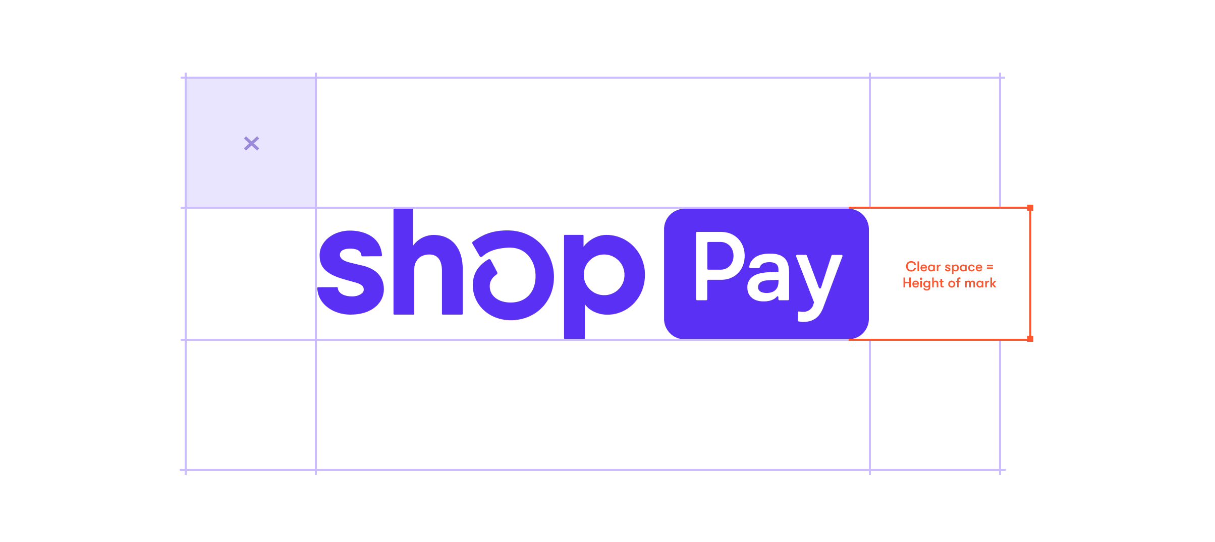 Eksempel på Shop Pay-logo i mindste størrelse